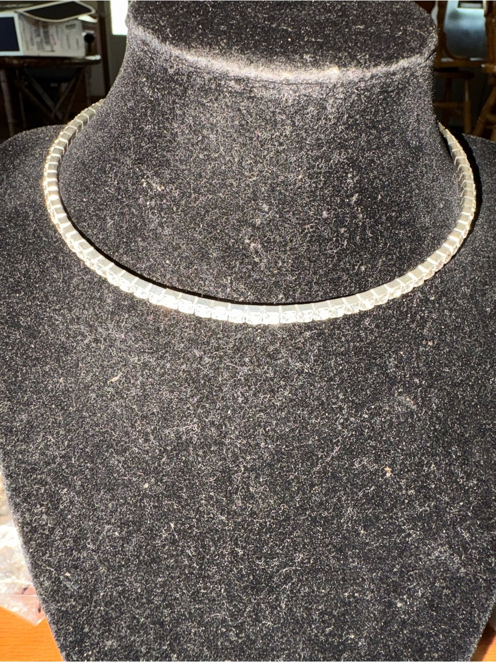 Silver tone Tennis Choker Necklace 7 inches